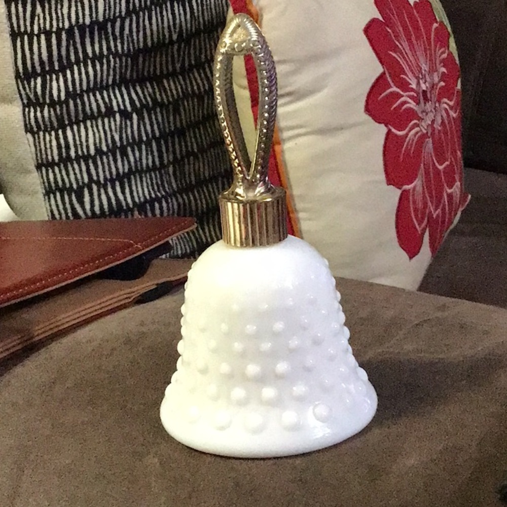 Vintage Avon White Hobnail Bell with Gold Handle